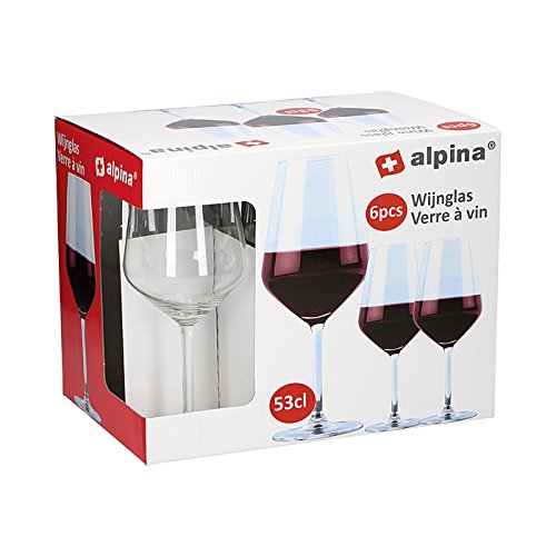 Rotweinkelch, 530 ml, Glas, klar, 6-teilig (6er Pack) von alpina