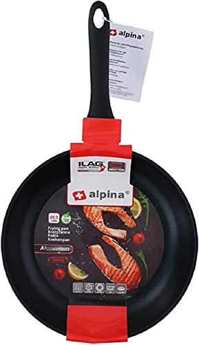 alpina Bratpfanne Ø28 cm - Antihaftbeschichtung - Alle Wärmequellen, auch Induktion - Aluminium - Schwarz von alpina