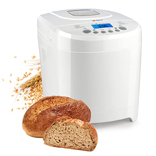 alpina Brotbackautomat - Brotbackmaschine - kleine bis große Brote: 450-680-900 Gramm - Timer - 12 Backprogramme - auch für Kuchen, Marmelade und Ketchup - 600W, Weiß von alpina