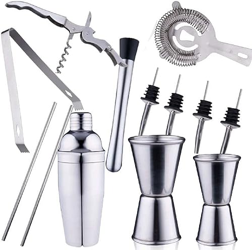 alpina Cocktail Set komplett - 14-teilig - Cocktailshaker/Stamper/Jigger/Etc - Edelstahl von alpina