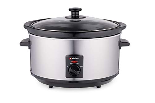 Alpina Slow Cooker - Schongarer - 3,5 Liter - Keramik-Innenbehälter - 3 Heizstufen - Edelstahl von alpina