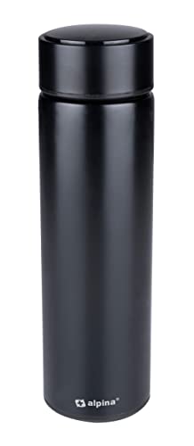 alpina Digital Thermosflasche - Thermoskanne 480 ML - für Kalte und Heiße Getränke - Digitale Temperaturanzeige - inkl. SUS304 Filter - Anti-Leck-Verschluss - Schwarz - Edelstahl von alpina