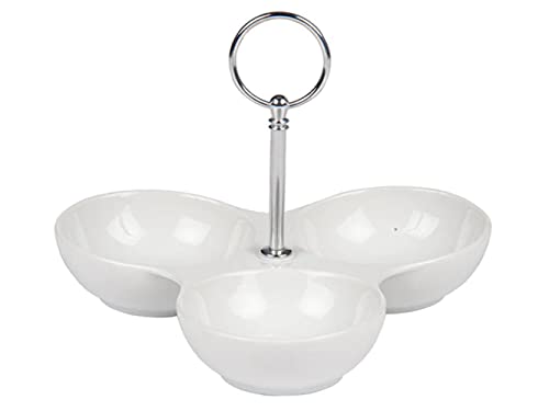 alpina Dipschalen Set 3 Behälter - Tapas Schalen für Snacks und Dips - Porzellan Snackschale - Spülmaschinenfest - 20 x 16 cm - Perfekt für Partys und Geburtstage - Weiß von alpina