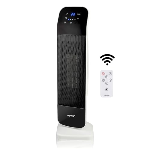 alpina Elektrischer Heizlüfter und Ventilator - Oszillierender Turmventilator mit Fernbedienung und Timer - Einstellbare Temperatur von 15 bis 35°C - Heizen und Kühlen - 20 x 18 x 61 cm alpina Elektrischer Heizlüfter und Ventilator - Oszillierender Turmventilator mit Fernbedienung und Timer - Einstellbare Temperatur von 15 bis 35°C - Heizen und Kühlen - 20 x 18 x 61 cm von alpina