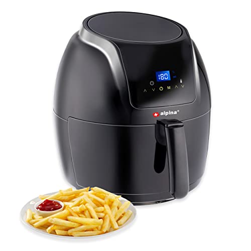 alpina Heißluftfritteuse - 5 Liter - 230V - Airfryer - Digitaler Touchscreen - Huhn, Gemüse, Brot, Muffin - 7-8 Personen von alpina