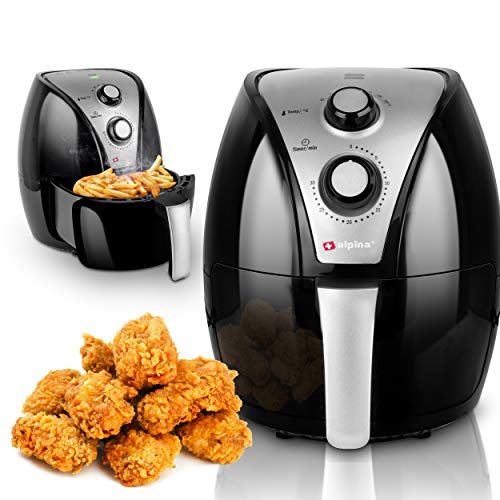 alpina Heißluftfritteuse - Airfryer - XL 3,2 Liter - 80-200 Grad - 1500 Watt - Schwarz von alpina