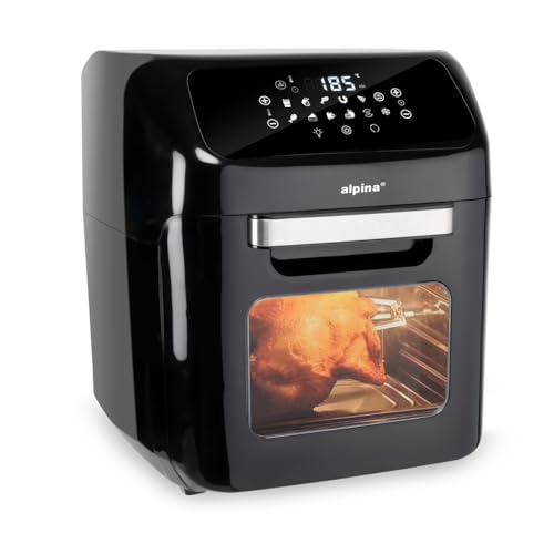 alpina Heißluftofen und Heißluftfritteuse - Airfryer - Digitale Zeit- und Temperaturkontrolle - 1800 Watt - 12 Liter - Schwarz von alpina