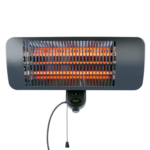 alpina Infrarotheizung Hängend Heizstrahler Terrasse 2000W 3 Heizstufen - Spritzwassergeschützter Terrassenheizer IP34 mit Infrarotlampe - Terrassenheizung von alpina