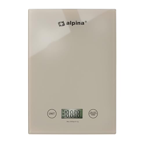 alpina Küchenwaage Digital - Küchenwage in g, lb, oz und ml - Präzision Wage mit Tara-Funktion - Küchenzubehör - 22 x 15,5 cm - Beige alpina Küchenwaage Digital - Küchenwage in g, lb, oz und ml - Präzision Wage mit Tara-Funktion - Küchenzubehör - 22 x 15,5 cm - Beige von alpina