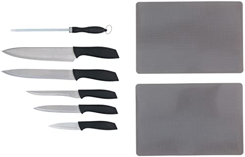 alpina Messerset - 8-Teilig - Kochmesser, Tranchiermesser, Ausbeinmesser, Universalmesser und Schälmesser - mit Messerschärfer - Schneidbretter von alpina