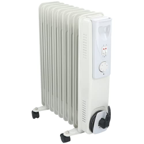 alpina Ölradiator YL-A07S09 - Elektrische Heizkörper 2000W - Elektrische Heizung mit Einstellbarer Thermostat - Kabelaufwicklung und Überhitzungsschutz - mit Räder - Metall - Weiß von alpina
