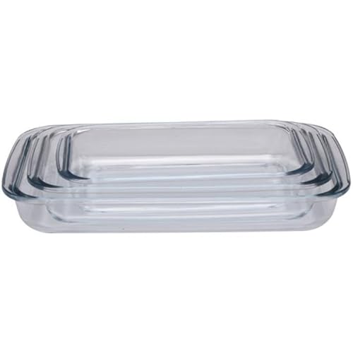 alpina Ofenform Set - 3-teilige Glas-Auflaufformen - hitzebeständiges Glas - geeignet für Backofen, Mikrowelle & Spülmaschine - für Lasagne, Bräter & Auflaufformen von alpina