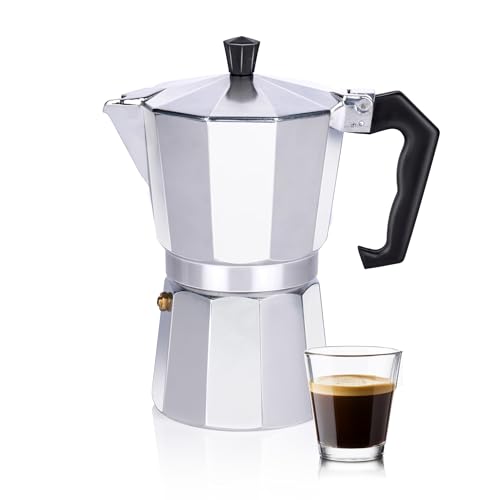 alpina Perkolator – Kaffeemaschine 270 ml – Kaffeemühle – Coffee Machine ⌀10 x 19 cm – 320 g – Espressokocher 6 Tassen – 1 Tasse pro Zeit – auch auf Gas/Halogen/Keramik – Aluminium von alpina