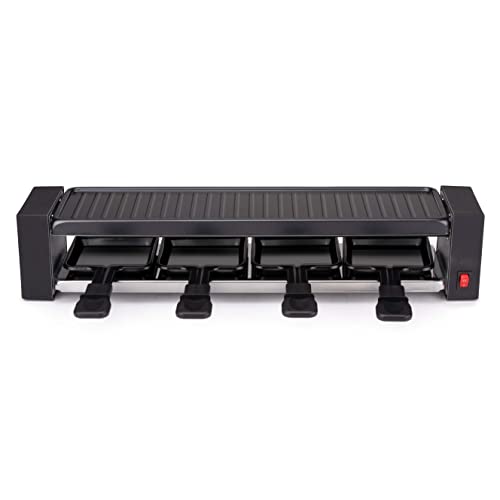 alpina Raclette-Set Gourmet Set – 800 W – Raclette-Gerät – Antihaftbeschichtung – Edelstahl – leicht zu transportieren – Schwarz von alpina