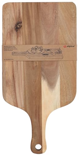 alpina Schneidebrett Holz - Servierplatte und Holzbrett Küche - Schneidebrett Holz 37,5 x 23 cm - Käsebrett und Servierbrett für Tapas - Holzschneidebrett Robust und Stilvoll von alpina