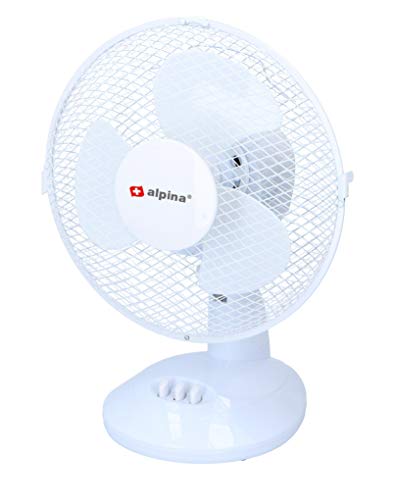 alpina Tischventilator - Ø 23 cm - 2 Geschwindigkeiten - Drehbar - Kippbar - Weiß von alpina