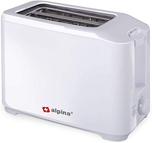 Alpina Toaster - 7 Ständer - 2 Scheiben - Krümelfach - 700 Watt - Weiß von alpina