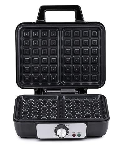 alpina Waffeleisen - Waffeln Maschine - Waffle Maker mit Antihaftbeschichtung - Belgisches Waffeleisen für 2 Waffeln - Waffelmaker 1000W - Waffeleisen Klein - Schwarz von alpina