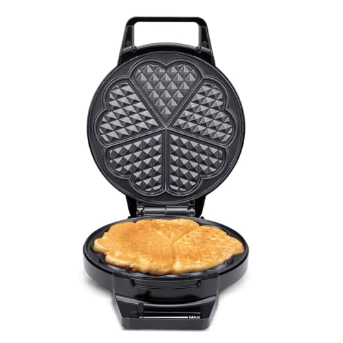 Alpina Waffeleisen Herzform - Belgische Waffelmaschine Mit Antihaftbeschichtung - Für Bis Zu 5 Waffeln - 1000W Waffelmaker Klein - Schwarz von alpina