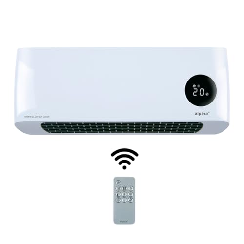 alpina Wand Heizlüfter 2000W – Keramik Heizstrahler mit 2 Leistungsstufen und Timer – Digital Thermostat - Kompakter Wandheizung - Wandmontage alpina Wand Heizlüfter 2000W – Keramik Heizstrahler mit 2 Leistungsstufen und Timer – Digital Thermostat - Kompakter Wandheizung - Wandmontage von alpina