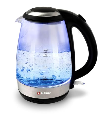 alpina Wasserkocher - Elektrisch - LED - Glas - Edelstahl - Schnurlos - 1,7 Liter von alpina