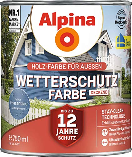 Alpina Holz-Wetterschutz-Farben – Friesenblau, deckend – bis zu 12 Jahre Schutz vor Witterung und Nässe – schmutzabweisend, deckend & ergiebig – 750 ml Alpina Holz-Wetterschutz-Farben – Friesenblau, deckend – bis zu 12 Jahre Schutz vor Witterung und Nässe – schmutzabweisend, deckend & ergiebig – 750 ml von Alpina