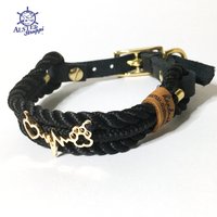 Hundehalsband, Tauhalsband "Herz Herzschlag/Ekg Pfote", Für Kleine Hunde, Schwarz Gold, Leder Verstellbar Sehr Edel, Hochwertig von alsterstruppi