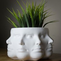 Multi Face Übertopf, Uk, Indoor Sukkulenten Geschenk, Einzigartiger Blumentopf, 3D Gedruckt, Polyface, Vase Mit Vielen Gesichtern von alterly