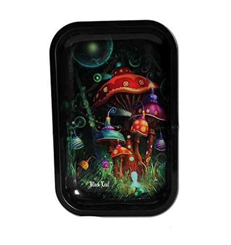 Black Leaf' Rolling Tray 'Mushroom' S von altrado Headshop