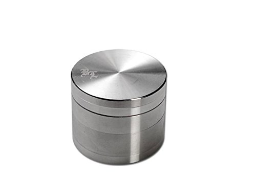 altrado Headshop Black Leaf Edelstahl - Mühle - Grinder 4 - teilig - Silber - Ø 59mm - H 42mm - für Kräuter, Tee - und Gewürze von altrado Headshop