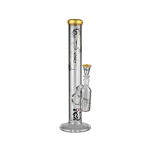 altrado Headshop Black Leaf Glas Wasserpfeife - Bong mit Vorkühler - H 450mm Ø 50mm NS 19/14 WS 5mm - für Kräuter und Tee von altrado Headshop
