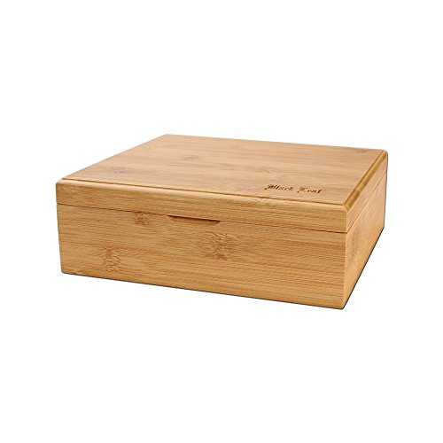 altrado Headshop Black Leaf Stoner Box II aus Bambus - 215x195x70mm, Schwarz, Stahl, Pit Remover von altrado Headshop