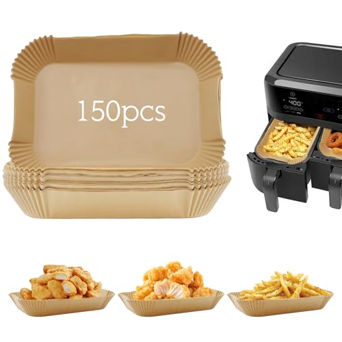 alwaiiz 150 Stück Backpapier für Heißluftfritteuse, 20x14cm Rechteckig Airfryer Backpapier, Backpapiers Airfryer Kompatibel mit Ninja AF300EU AF400EU und Anderen Dual Zone Air Fryer von alwaiiz