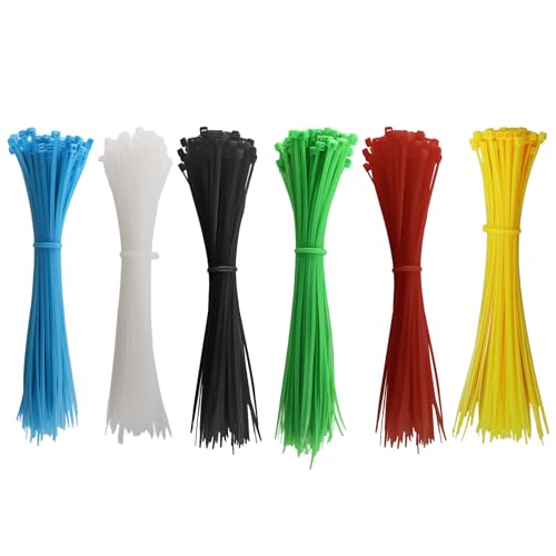 alwaiiz 600 Stück Kabelbinder Bunt 200mm x 3mm, Selbstsichernder Kabelbinder UV Beständig Für Kabelmanagement, Garten Dekoration (6 Farben) von alwaiiz