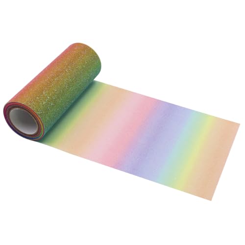 alwaiiz Regenbogen Tüllrolle 15cm x 9m, Farbe des Verlaufs Tüll Stoff, Glitzer Tüll für Tisch und Stuhldekoration, Hochzeitsdekoration und Tutu (Regenbogen) von alwaiiz