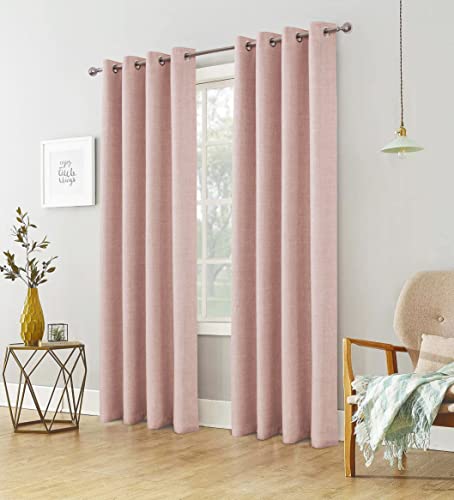 always4u Vorhang Blickdicht 100% mit Ösen, Elegente Gardinen Wohnzimmer Modern Abdunkelnde Vorhänge Schallschutz Schlafzimmer Fenster, Rosa 175x140cm 2er Set von always4u