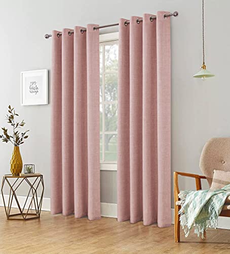 always4u Vorhang Blickdicht 100% mit Ösen, Elegente Gardinen Wohnzimmer Modern Abdunkelnde Vorhänge Schallschutz Schlafzimmer Fenster, Rosa 245x140cm 2er Set von always4u