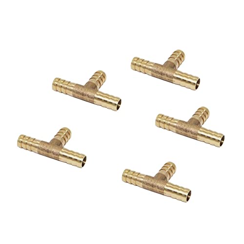 amagogo 5 Stücke T Förmigen 3 Weg Messing Barb Fittings Rohrverbinder -dix mm von LOVIVER