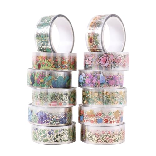 12 Rolls Blumenband 15mmx2m Dekorative Band Ästhetische Zehnteile Für Scrapbooking Journal Notebook Album Telefonverpackung Dekoratives Band von amangul