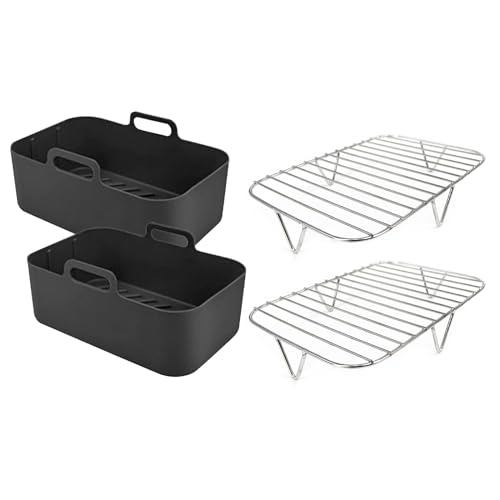 4 Stück/Set Air Rack Silikonkorb Ofen Backblech Liner Dampfgarer Bratrost für AF400UK Air Zubehör Air Rack klein von amangul