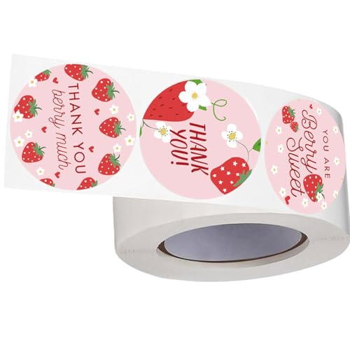 500pcs Strawberry Danke Aufkleber Danke Etikettverpackung Für Die Versiegelungsumschlagskarte Candy Bag Wedding Wicking Sealing von amangul