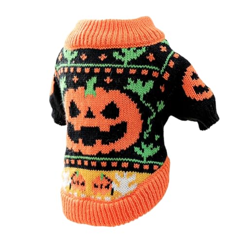 Haustierpullover mit Halloween-Thema für kleine Hunde und Katzen, mit elastischem Hals, warme Winter-Strickwaren, Outfit, Festival, Zerebration, Party, Haustierkleidung Haustierpullover mit Halloween-Thema für kleine Hunde und Katzen, mit elastischem Hals, warme Winter-Strickwaren, Outfit, Festival, Zerebration, Party, Haustierkleidung von amangul