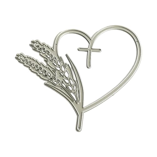 Metall-Stanzformen in Herzform, Weizen, Prägeschablonen für Scrapbooking, Album, Karten, Foto-Tagebuch, Dekorationen, Karbonstahl, Stanzformen, Herz, Weizen, Prägeformen, Stanzschablonen von amangul