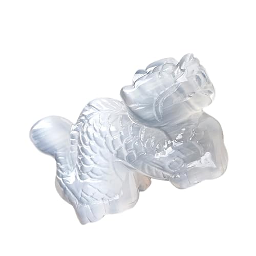 amangul 1 x Naturstein geschnitzte weiße Selenit-Kristalle Statuen und Kristalle (chinesischer Drache) von amangul