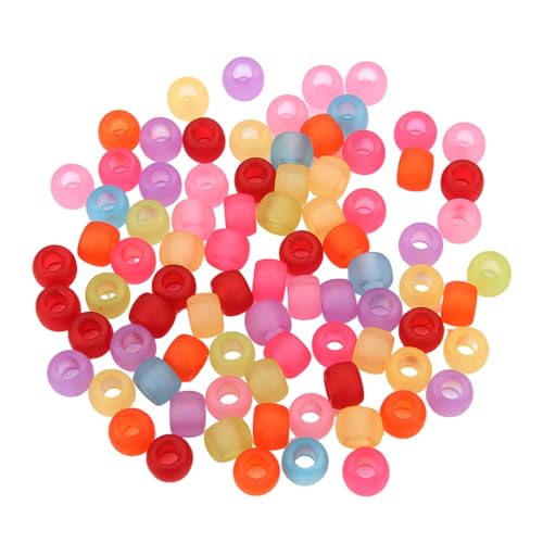 amangul 200 runde bunte Acryl-Haarperlen, leuchten im Dunkeln, für Kinder, Mädchen, Zöpfe und Frauen, modisches Haar-Accessoire (Frosted Color Mix) von amangul