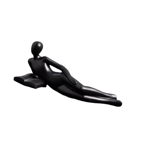 amangul Abstrakte denkende Dame Statue lesende Frauen, moderne ästhetische Harzfigur, Skulptur für Bücherregal und Schreibtischdekoration (Schwarz, D) von amangul