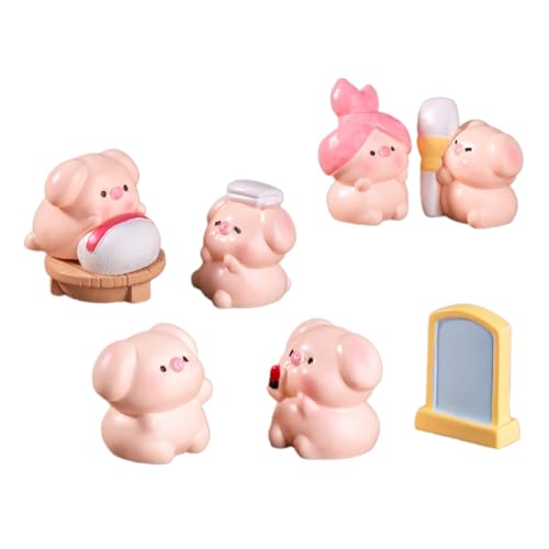 amangul Beauty Makeup Piggy Figuren Miniaturen für Auto Armaturenbrett Ornament und Home Office Desktop Regale Dekorationen Figuren Puppen (Kombination) von amangul