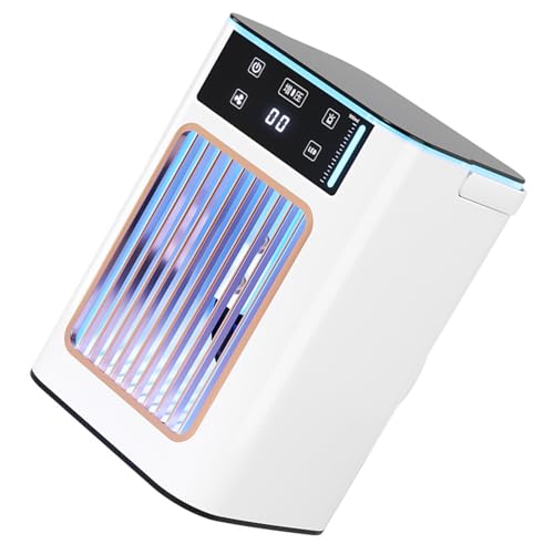 amangul Kleiner USB-Klimaanlage, tragbarer Desktop-Lüfter mit 3 Geschwindigkeiten und 7 LED-Lichtern, für Büro, Schlafzimmer, Schlafsaal von amangul