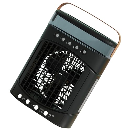 amangul Tragbarer, blattloser Schreibtischventilator, Nebelfunktion, 3 Geschwindigkeiten, 600 ml Tanks in 7 Farben, für Schlafzimmer, Büro (schwarz) von amangul