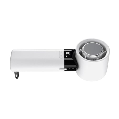 amangul Tragbarer, wiederaufladbarer Miniatur-Handventilator mit Digitalanzeige und leisem Betrieb für Büro oder Reisen (weiß) von amangul